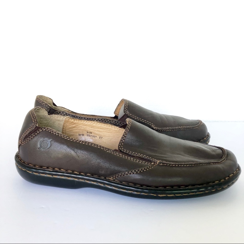 Born Hand Crafted Brown Leather Slip On Loafers 8